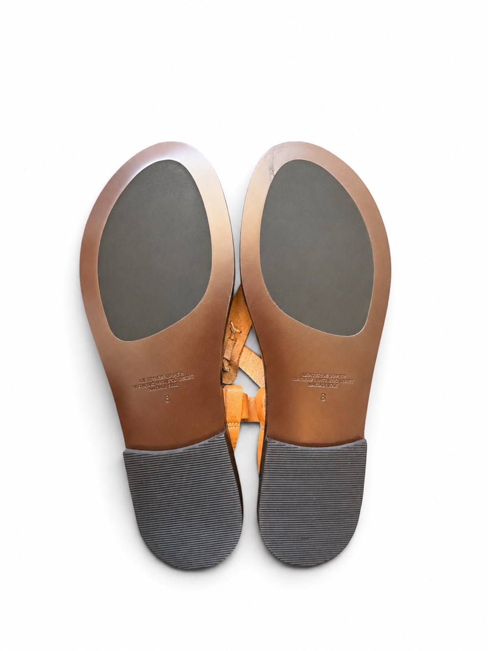 NWOT  Garnet Hill Tan T-Strap Leather Sandals - Picture 5 of 6